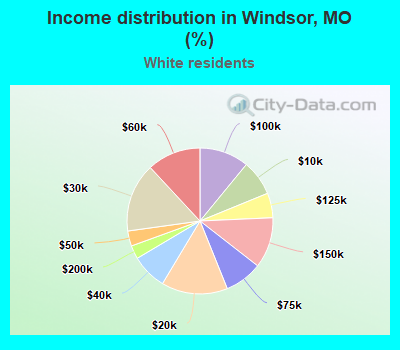 Income distribution in Windsor, MO (%)