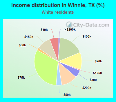 Income distribution in Winnie, TX (%)