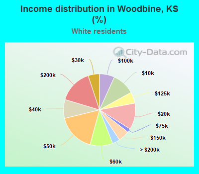 Income distribution in Woodbine, KS (%)