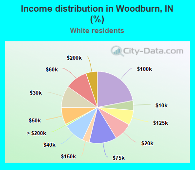 Income distribution in Woodburn, IN (%)