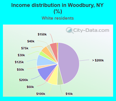 Income distribution in Woodbury, NY (%)