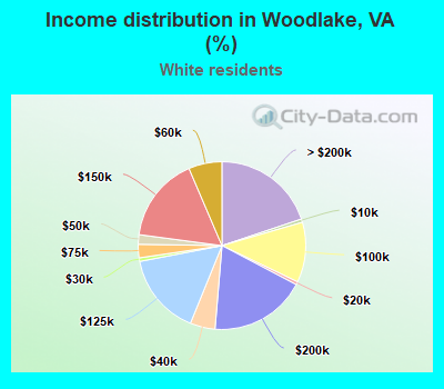 Income distribution in Woodlake, VA (%)