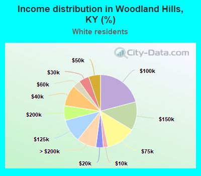 Income distribution in Woodland Hills, KY (%)