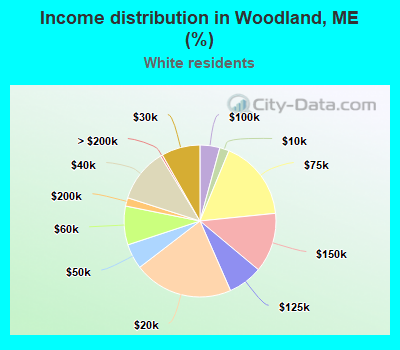 Income distribution in Woodland, ME (%)
