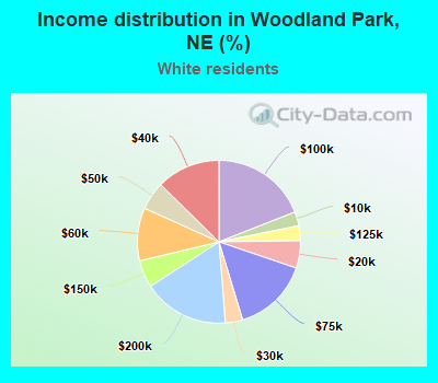 Income distribution in Woodland Park, NE (%)