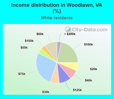 Income distribution in Woodlawn, VA (%)