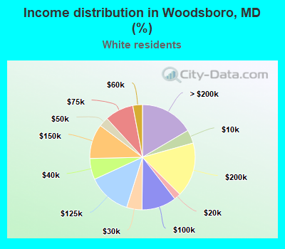 Income distribution in Woodsboro, MD (%)