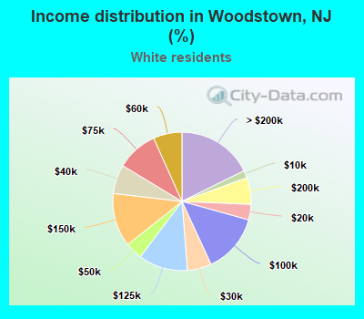 Income distribution in Woodstown, NJ (%)