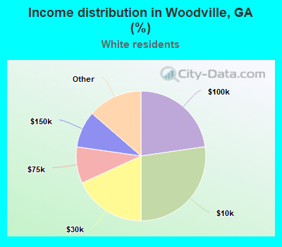 Income distribution in Woodville, GA (%)