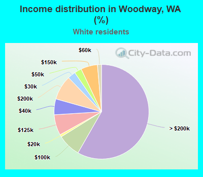 Income distribution in Woodway, WA (%)