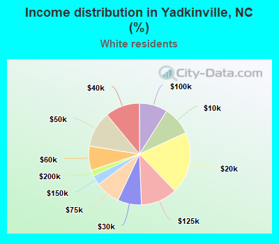 Income distribution in Yadkinville, NC (%)