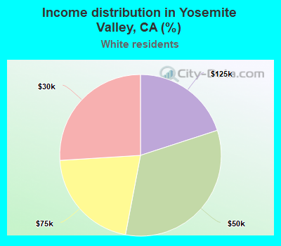 Income distribution in Yosemite Valley, CA (%)
