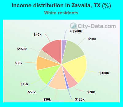 Income distribution in Zavalla, TX (%)