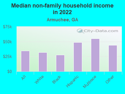 Median non-family household income in 2022