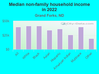 Median non-family household income in 2022