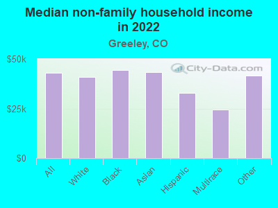 Median non-family household income in 2022