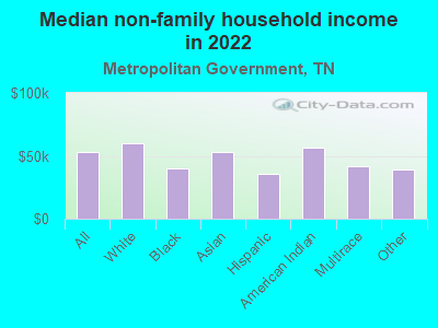 Median non-family household income in 2022