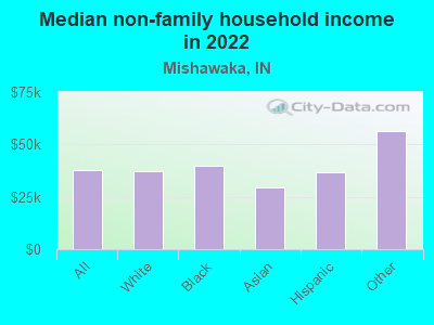 Median non-family household income in 2022