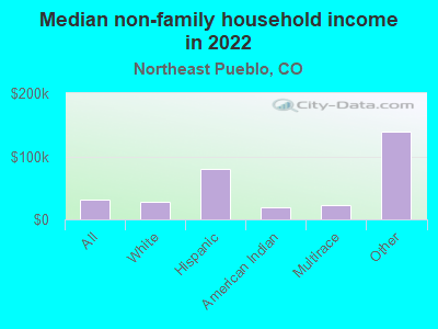 Median non-family household income in 2022