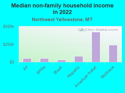 Median non-family household income in 2022