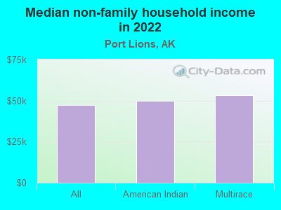 Median non-family household income in 2022