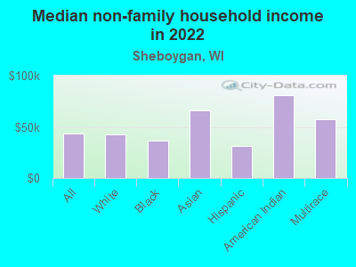 Median non-family household income in 2022