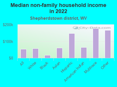 Median non-family household income in 2022