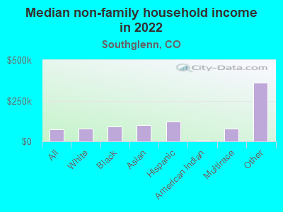 Median non-family household income in 2022