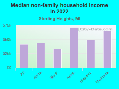 Median non-family household income in 2022