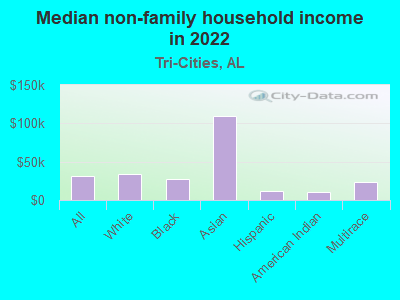 Median non-family household income in 2022