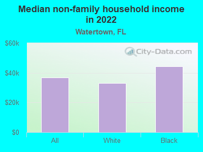 Median non-family household income in 2022