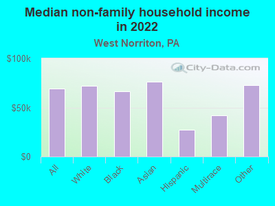 Median non-family household income in 2022