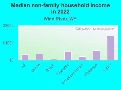 Median non-family household income in 2022