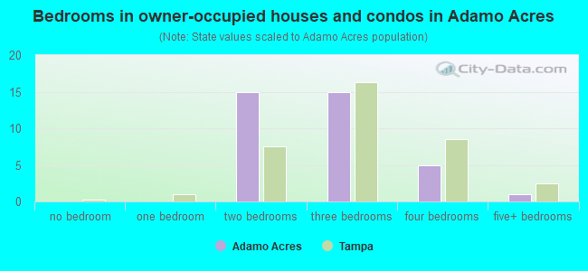 Bedrooms in owner-occupied houses and condos in Adamo Acres