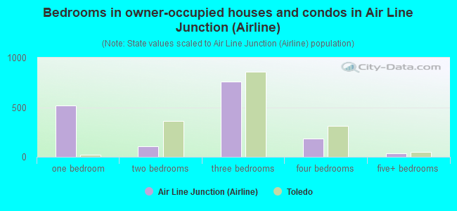 Bedrooms in owner-occupied houses and condos in Air Line Junction (Airline)