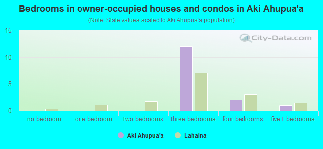 Bedrooms in owner-occupied houses and condos in Aki Ahupua`a