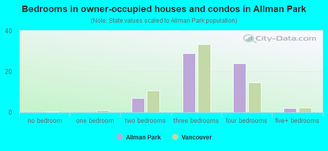 Bedrooms in owner-occupied houses and condos in Allman Park