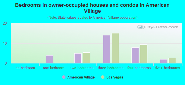 Bedrooms in owner-occupied houses and condos in American Village