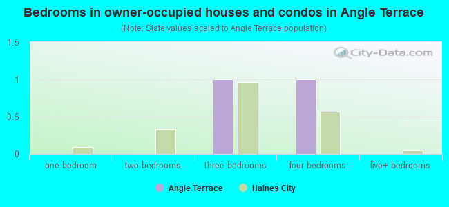 Bedrooms in owner-occupied houses and condos in Angle Terrace