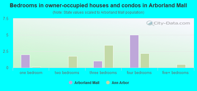 Bedrooms in owner-occupied houses and condos in Arborland Mall