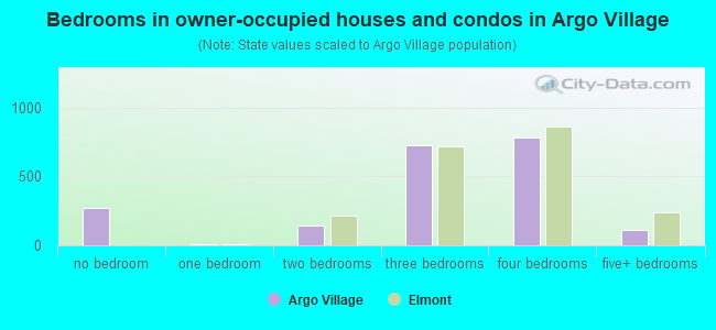 Bedrooms in owner-occupied houses and condos in Argo Village
