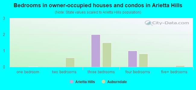 Bedrooms in owner-occupied houses and condos in Arietta Hills