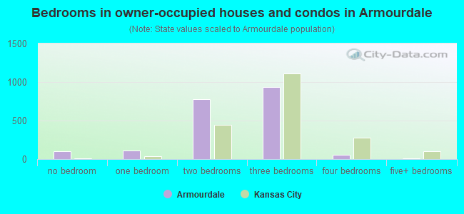 Bedrooms in owner-occupied houses and condos in Armourdale