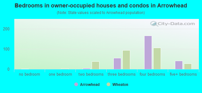 Bedrooms in owner-occupied houses and condos in Arrowhead