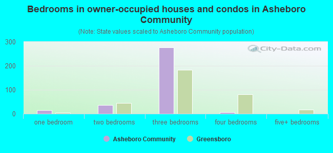 Bedrooms in owner-occupied houses and condos in Asheboro Community