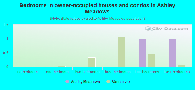 Bedrooms in owner-occupied houses and condos in Ashley Meadows