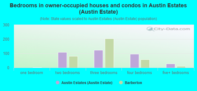 Bedrooms in owner-occupied houses and condos in Austin Estates (Austin Estate)