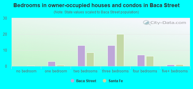 Bedrooms in owner-occupied houses and condos in Baca Street