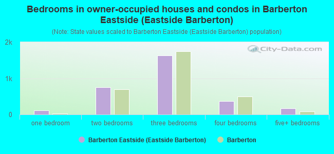 Bedrooms in owner-occupied houses and condos in Barberton Eastside (Eastside Barberton)