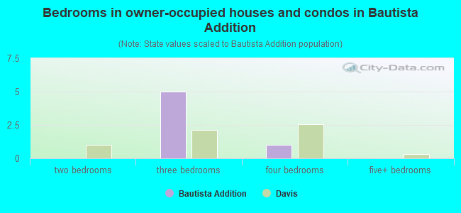 Bedrooms in owner-occupied houses and condos in Bautista Addition